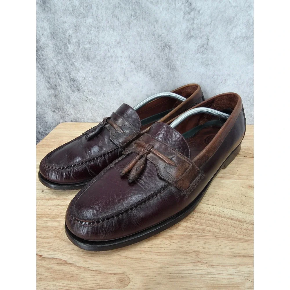 HS Trask Loafers Mens 14 M Brown Leather Tasseled Slip On Casual Shoes Brazil